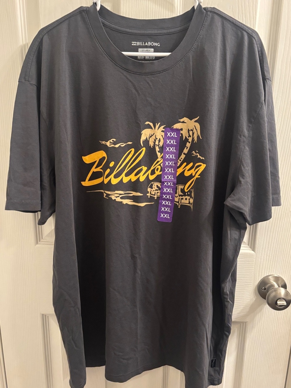 NWT Billabong Men's Wave Washed Palm Graphic T-Shirt Gray XXL